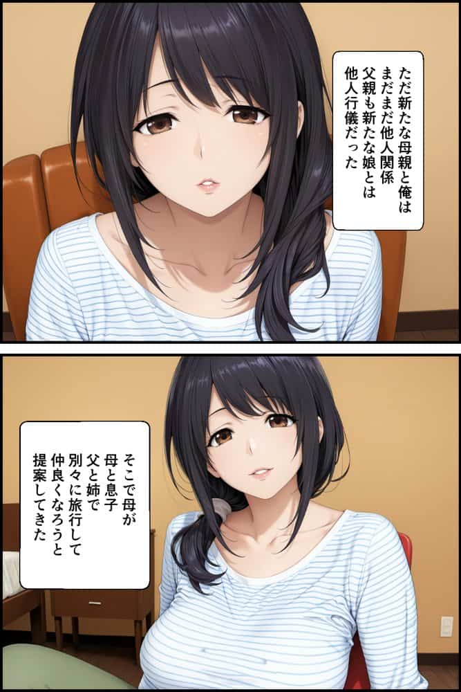 父親の再婚で出来た新しい母と二人で旅行した話と父と新たな娘の話