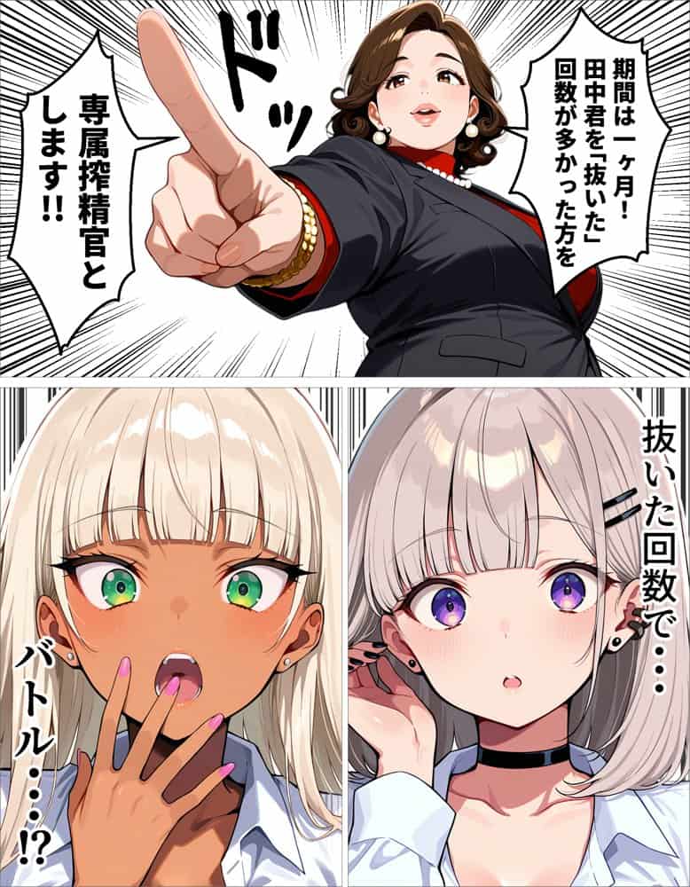 新卒の黒ギャルとダウナーギャルが「2人で」搾精してくれる話