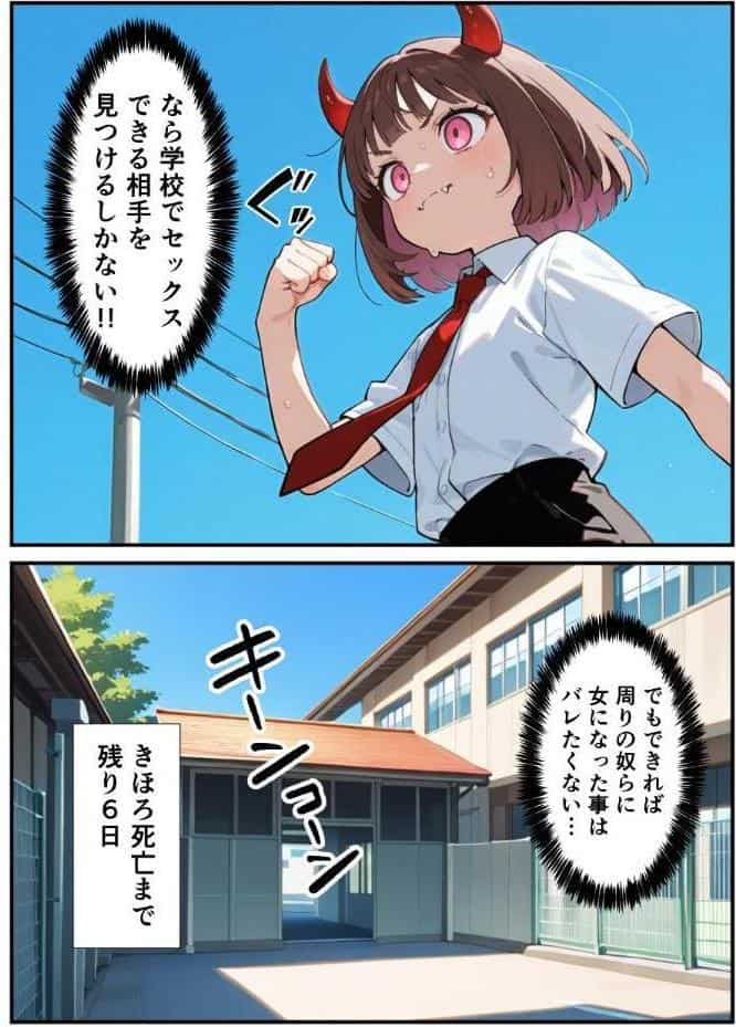 突然淫魔に女体化した俺が学校で初めてセックスする話【モザイク版】