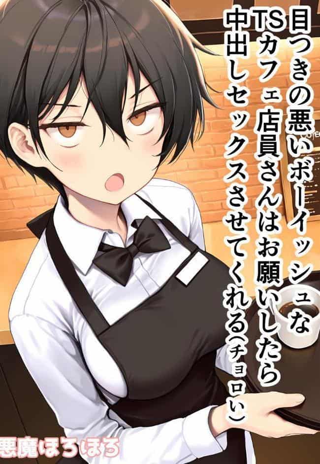 目つきの悪いボーイッシュなTSカフェ店員さんはお願いしたら中出しセックスさせてくれる（チョロい）【棒消し修正版】
