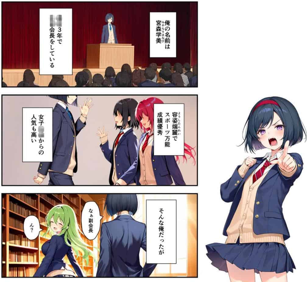 好きな子にフラれて女体化させられた生徒会長がマチアプで出会った同級生にメス堕ちする話 モザイク版