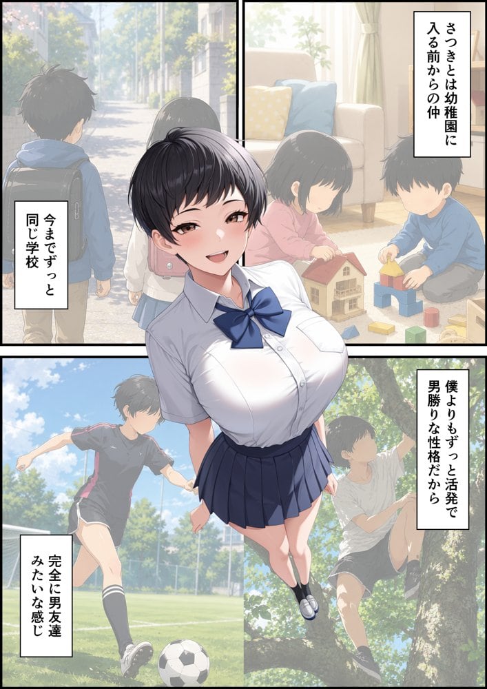 ボーイッシュな爆乳幼馴染が童貞の僕に中出しセックスさせてくれた話